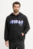 Bavlněná mikina adidas Performance PRIDE pánská, černá barva, s kapucí, vzorovaná, JW1615