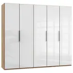 MID.YOU ŠATNÍ SKŘÍŇ S OTOČNÝMI DVEŘMI, barvy dubu, vysoce lesklá bílá, 250/216/58 cm