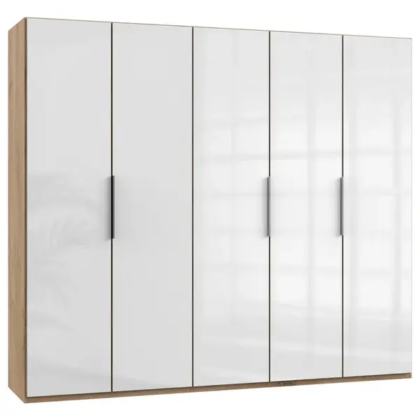 MID.YOU ŠATNÍ SKŘÍŇ S OTOČNÝMI DVEŘMI, barvy dubu, vysoce lesklá bílá, 250/216/58 cm