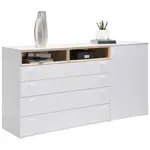 Hom`in KOMODA, bílá, barvy dubu, 180,4/92,8/43 cm