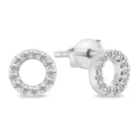 Brilio Silver Třpytivé stříbrné náušnice kruhy EA102W