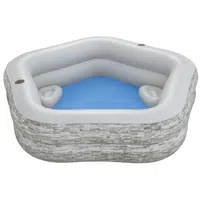 BESTWAY 54423 - Nafukovací bazén 213 x 206 x 53 cm vzhled kamenné zdi (krémově šedá)