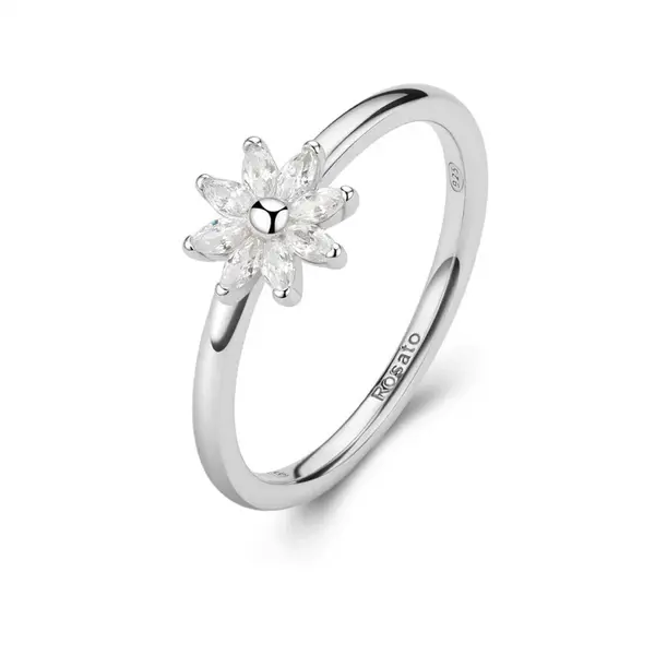Rosato Půvabný stříbrný prsten s květinou Gaia RZGA80 52 mm