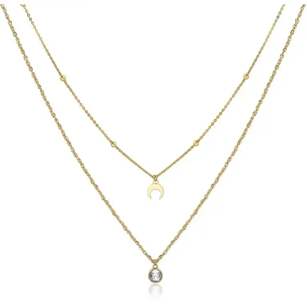 S'Agapõ Dvojitý pozlacený ocelový náhrdelník s ozdobami Aurora SAR08