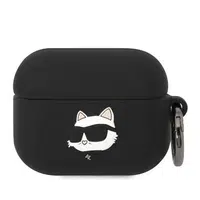 Silikonové pouzdro Karl Lagerfeld 3D Logo NFT Choupette Head pro Airpods Pro, black