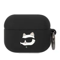 Silikonové pouzdro Karl Lagerfeld 3D Logo NFT Choupette Head pro Airpods Pro, black