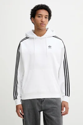 Mikina adidas Originals Baggy Hoodie pánská, bílá barva, s kapucí, s aplikací, JY1414
