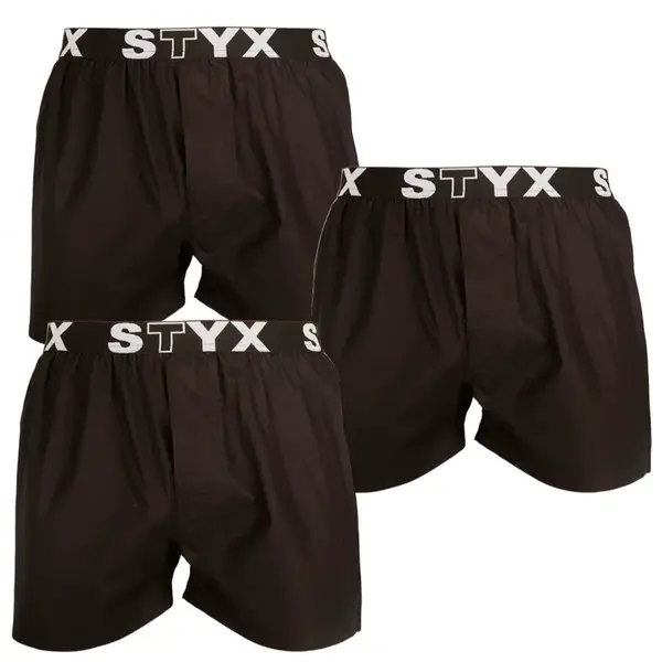 Styx 3PACK pánské trenky sportovní guma černé (3B960) M