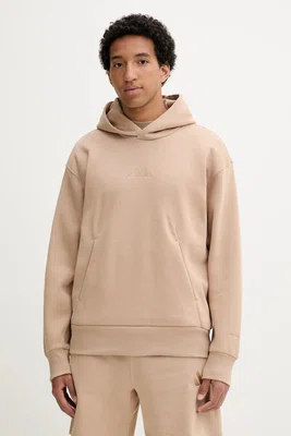Mikina adidas ALL SZN pánská, béžová barva, s kapucí, hladká, JX5091