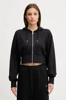 Mikina Calvin Klein Jeans dámská, černá barva, s kapucí, hladká, LV047C247G