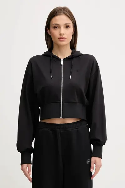 Mikina Calvin Klein Jeans dámská, černá barva, s kapucí, hladká, LV047C247G