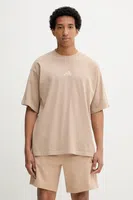 Bavlněné tričko adidas All SZN pánské, béžová barva, JN0609
