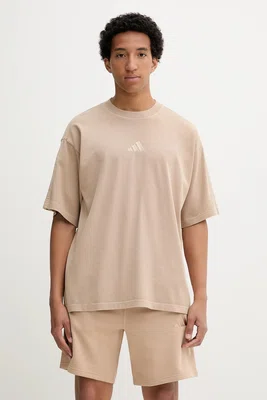 Bavlněné tričko adidas All SZN pánské, béžová barva, JN0609