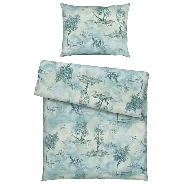 Esposa POVLEČENÍ, flanel, modrá, béžová, 140/200 cm