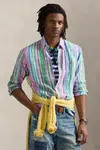 Lněná košile Polo Ralph Lauren pánská, zelená barva, regular, s límečkem button-down, 710968973