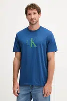 Bavlněné tričko Calvin Klein Jeans pánské, modrá barva, s potiskem, LV04RC857G