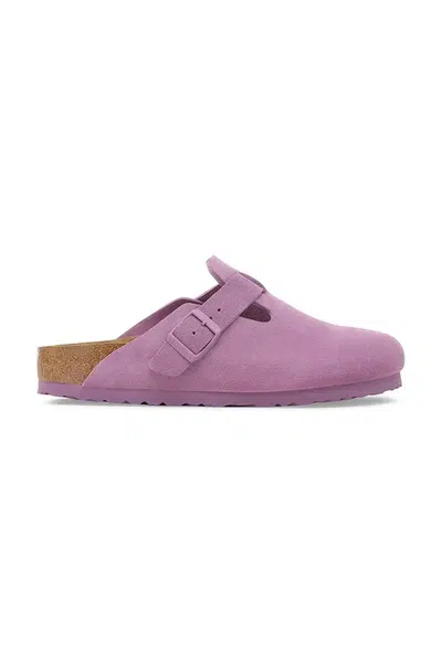 Semišové pantofle Birkenstock Boston dámské, růžová barva, 1030681