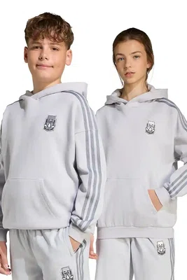 Dětská bavlněná mikina adidas Originals šedá barva, s kapucí, s aplikací, JW7725