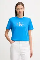 Bavlněné tričko Calvin Klein Jeans dámské, modrá barva, LV047B865G