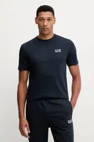 Bavlněné tričko EA7 Emporio Armani pánské, tmavomodrá barva, s potiskem, PJVPZ.8NPT25