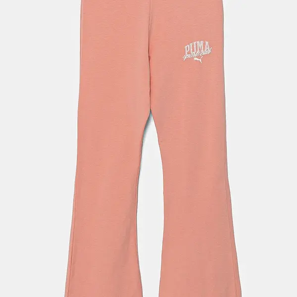 Dětské legíny Puma CLASS High Waist Flared Leggings oranžová barva, s potiskem, 685870
