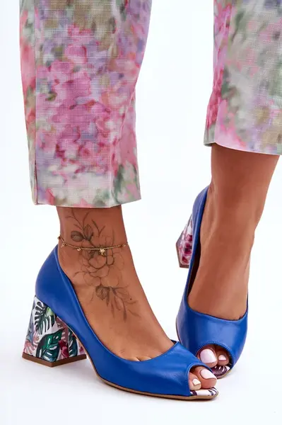 Kožené lodičky s ozdobným podpatkem Lewski Shoes