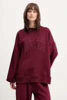 Bavlněná mikina Rotate dámská, vínová barva, s aplikací, 1143762734