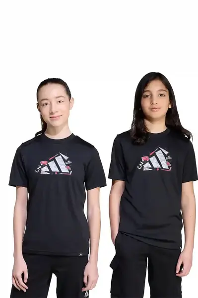 Dětské tričko adidas černá barva, s potiskem, JV5184