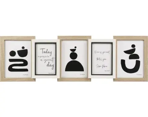 Fotorámik pre 5 ks foto Valetta 68x21 cm, prírodná/čierna, drevo%