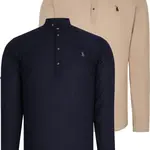 DOUBLE SET G783 DEWBERRY JUDGE COLLAR SHIRT-NAVY-BEIGE