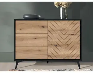 Úložná komoda so zásuvkami Diamond, čierna/dub%