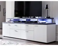 Široká TV skrinka Mood, biela/sivý kameň%