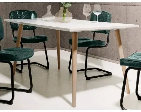 Jedálenský stôl Göteborg 160x90 cm, biela / dub sonoma%