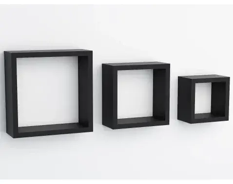 Sada 3 poliček Quadrio, čierne%