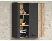 Závesná vitrína na stenu Esteban, antracit/dub evoke%