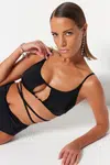 Trendyol Black Bralet Cut Out/Windowed Bikini Top