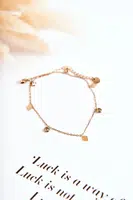 Ankle bracelet with rhombus and rhinestones gold