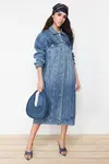 Trendyol Blue More Sustainable Denim Trench Coat