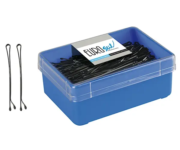 Rovná sponka Eurostil Professional - 6 cm, čierna - 200 ks (01606/50) + darček zadarmo