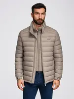 Ombre Men's quilted jacket with two fasteners - dark beige