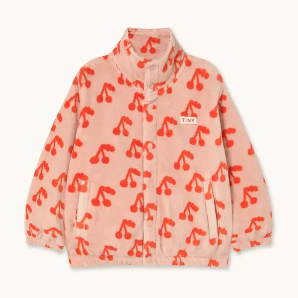 Dětská bunda Tinycottons CHERRIES POLAR JACKET oranžová barva, AW25-568