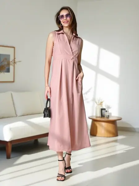 Resti Women's sleeveless dress with a wrap neckline Bizness