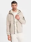 Ombre Functional men's transitional jacket with hood - beige