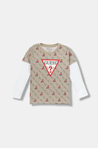 Dětské bavlněné tričko s dlouhým rukávem Guess