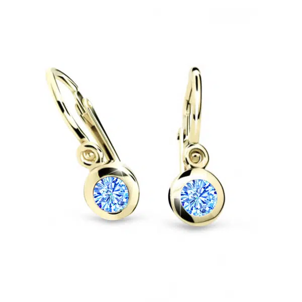Cutie Jewellery Zlaté detské náušnice C1537-10-X-1 svetlo modrá
