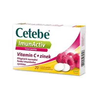 Cetebe ImunActiv, vitamin C a zinek, cucací pastilky malina 20 pastilek