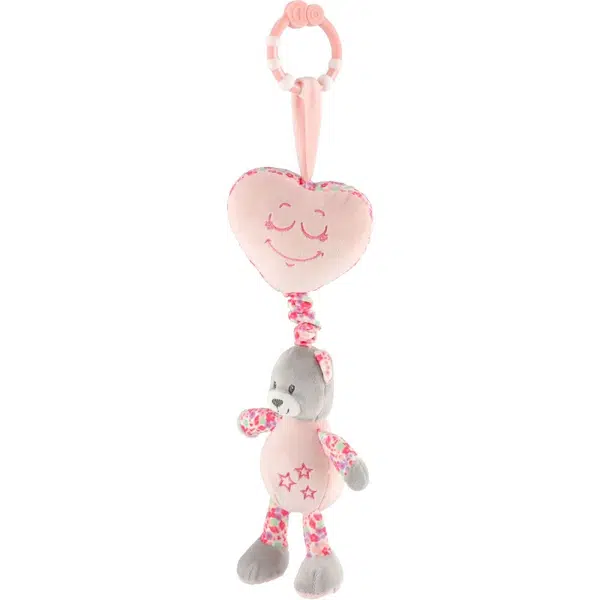 Teddies Medveď so srdiečkom plyš so závesom na postieľku 34 cm ružový