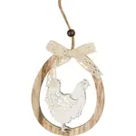 Anděl Vajíčko drevené ploché na zavesenie 11 cm Sliepočka
