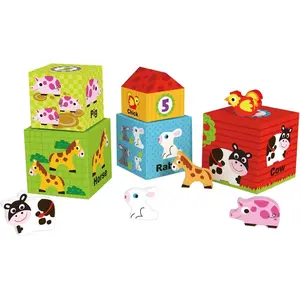 Tooky Toy Drevená skladacie kocky farma
