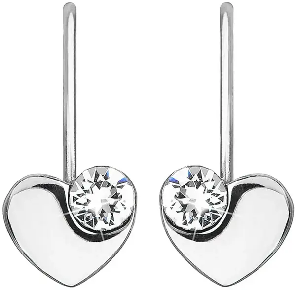 Evolution Group Strieborné srdiečkové náušnice s kryštálmi Swarovski 31299.1 bielej
